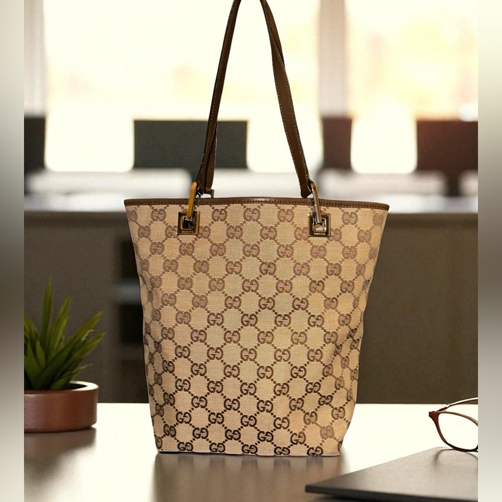 Authentic Gucci Beige and Brown Tote Bag